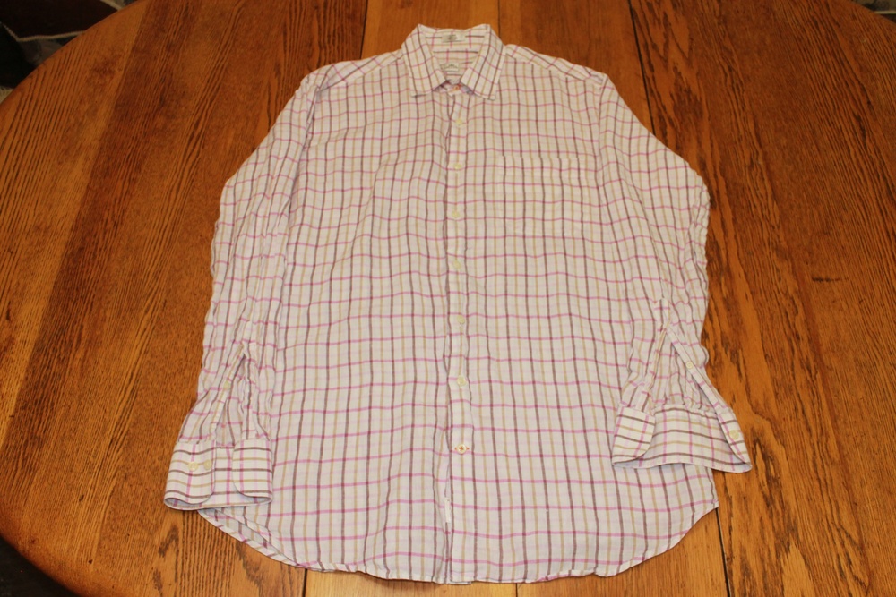 Peter Millar Shirt Mens Large Plaid Linen Button Up Casual Lightweight
